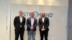Stromkind GmbH Chief Executive Officer Andreas Desch (centre) with Apco Ltd General Manager Clayton Meli (right) and Chris Fenech, Chief Financial Officer of Harvest Technology plc, Apco Ltd’s parent company, after signing the agreement.